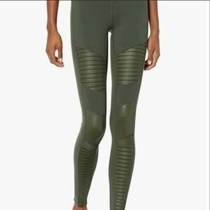 Alo Yoga Olive Green Moto Leggings High Waist  Sage Army Large L